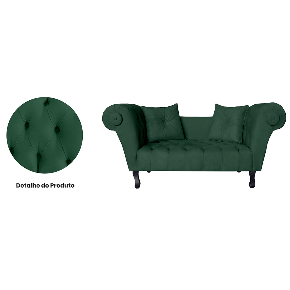 Recamier Divã Namoradeira Dubai Capitonê Suede Verde