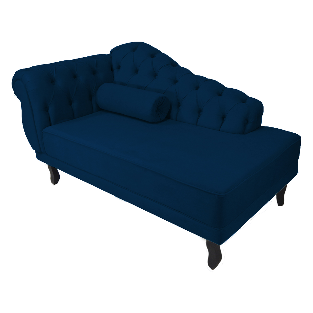 Recamier Namoradeira Divã Lado Direito Larissa Suede Azul Marinho - DS Estofados