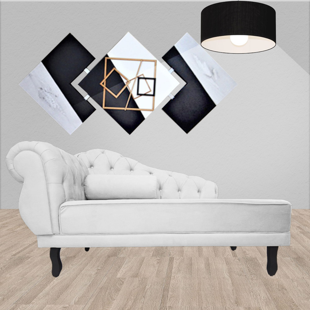 Recamier Namoradeira Divã Lado Direito Larissa Suede Branco - DS Estofados