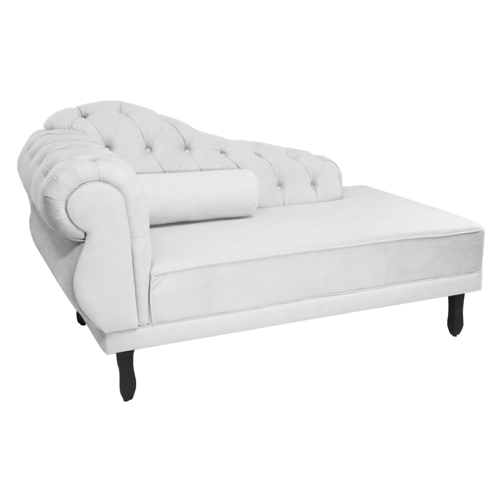 Recamier Namoradeira Divã Lado Direito Larissa Suede Branco - DS Estofados