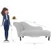 Recamier Namoradeira Divã Lado Direito Olivia Suede Branco - DS Estofados