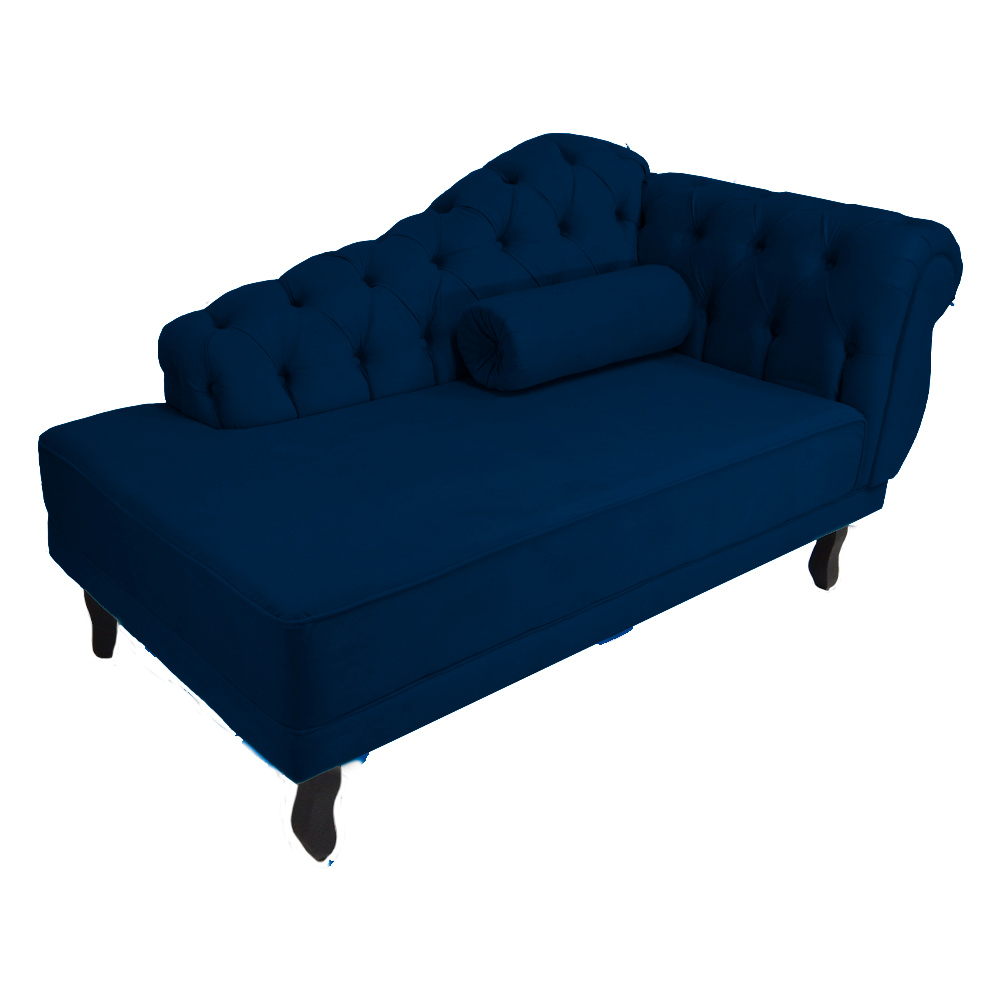 Recamier Namoradeira Divã Lado Esquerdo Larissa Suede Azul Marinho -Dellas Store