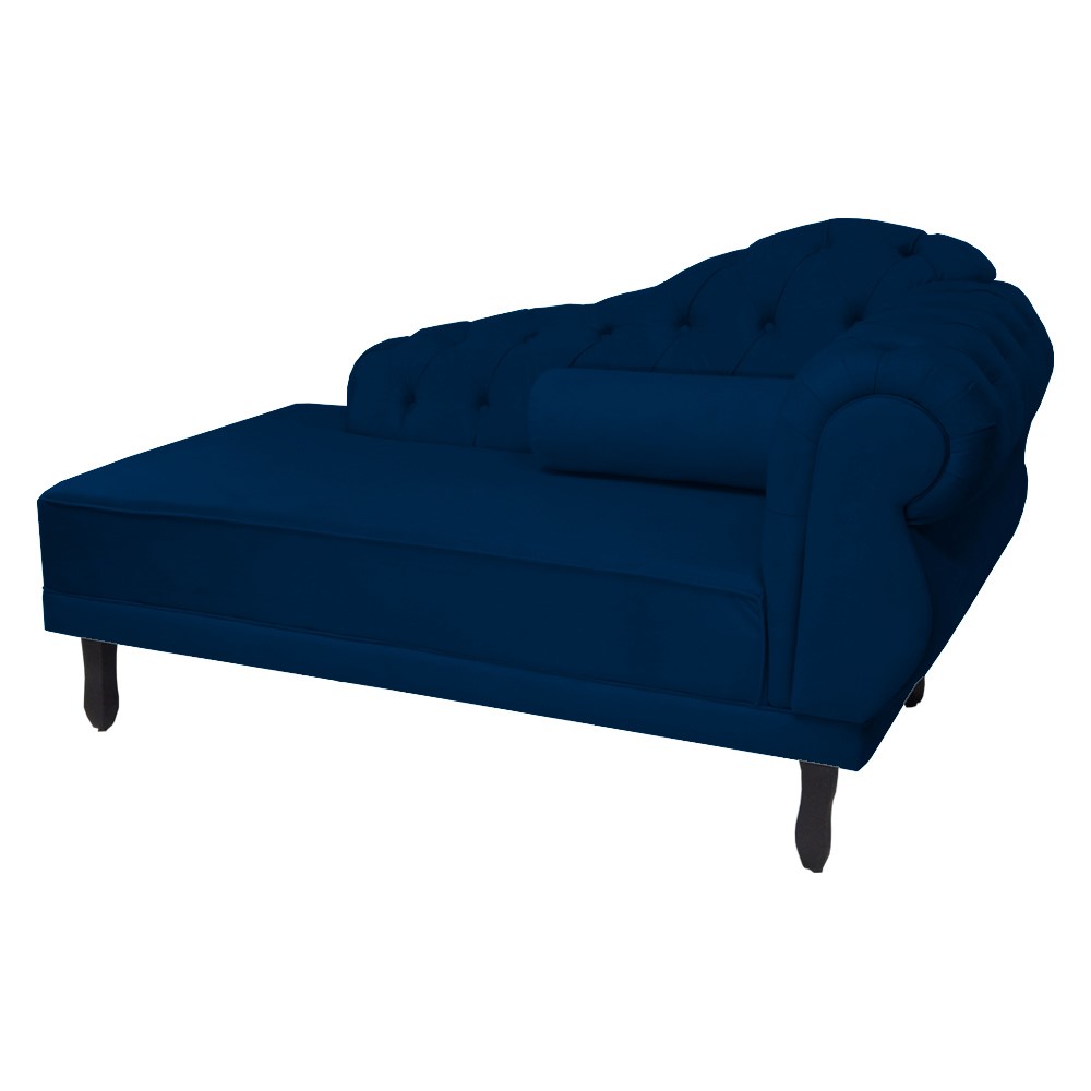 Recamier Namoradeira Divã Lado Esquerdo Larissa Suede Azul Marinho -Dellas Store