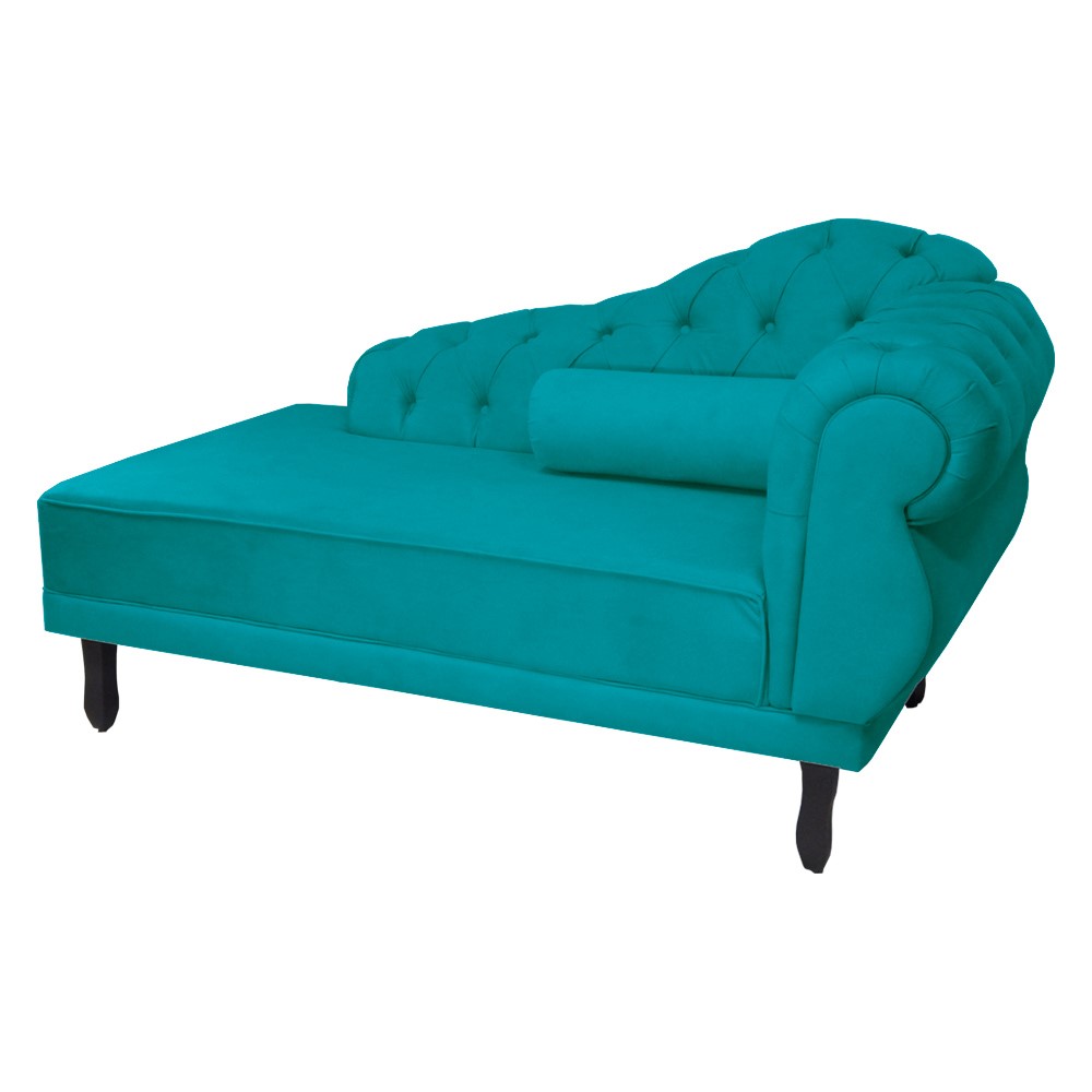 Recamier Namoradeira Divã Lado Esquerdo Larissa Suede Azul Turquesa