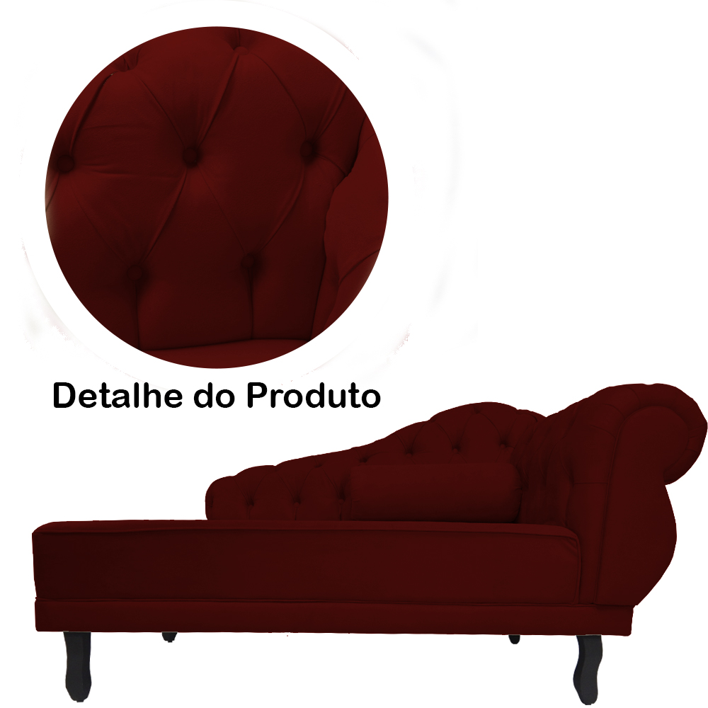 Recamier Namoradeira Divã Lado Esquerdo Larissa Suede Bordô
