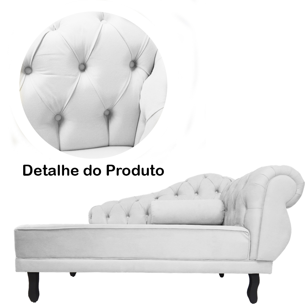 Recamier Namoradeira Divã Lado Esquerdo Larissa Suede Branco