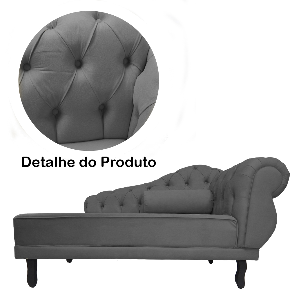 Recamier Namoradeira Divã Lado Esquerdo Larissa Suede Cinza