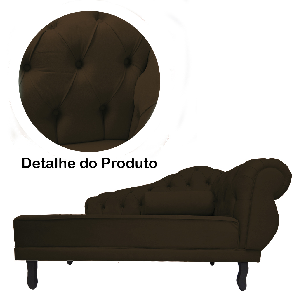Recamier Namoradeira Divã Lado Esquerdo Larissa Suede Marrom
