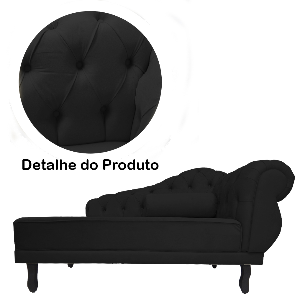 Recamier Namoradeira Divã Lado Esquerdo Larissa Suede Preto