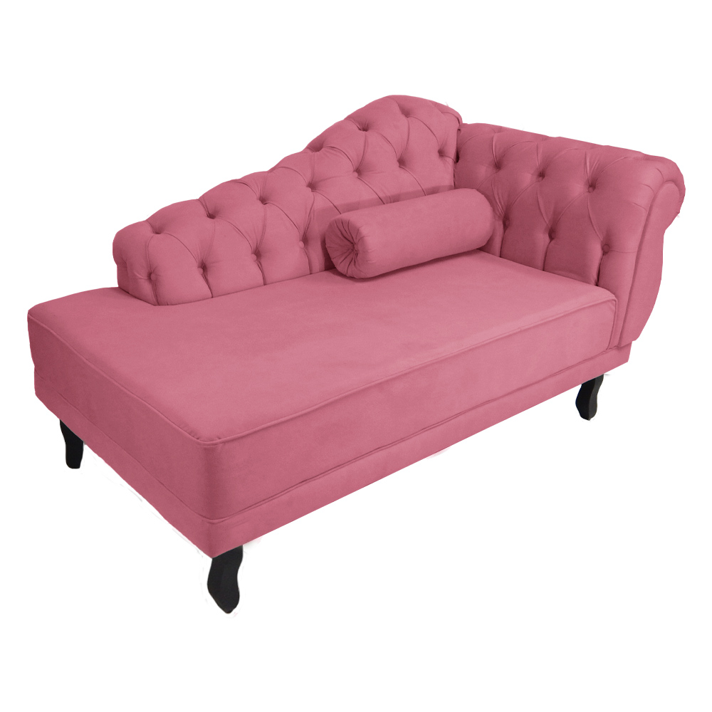 Recamier Namoradeira Divã Lado Esquerdo Larissa Suede Rosa