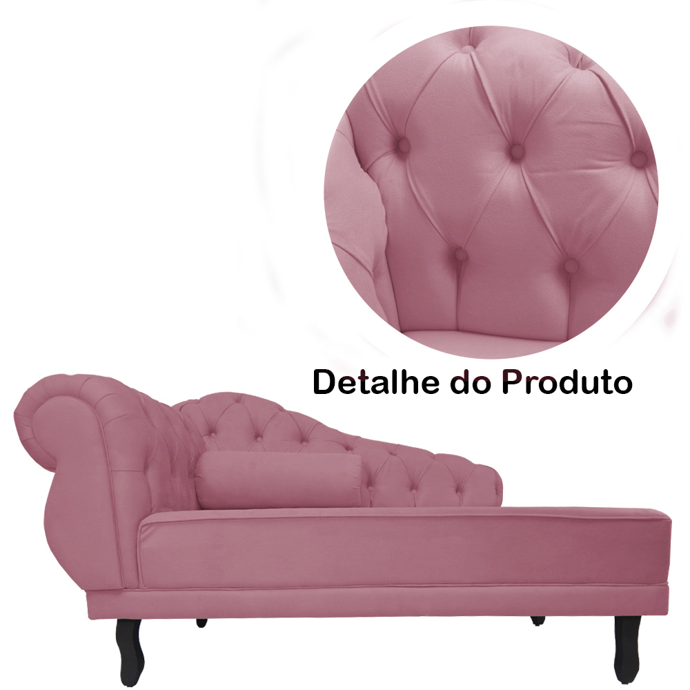 Recamier Namoradeira Divã Lado Esquerdo Larissa Suede Rosa