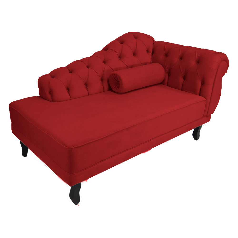 Recamier Namoradeira Divã Lado Esquerdo Larissa Suede Vermelho