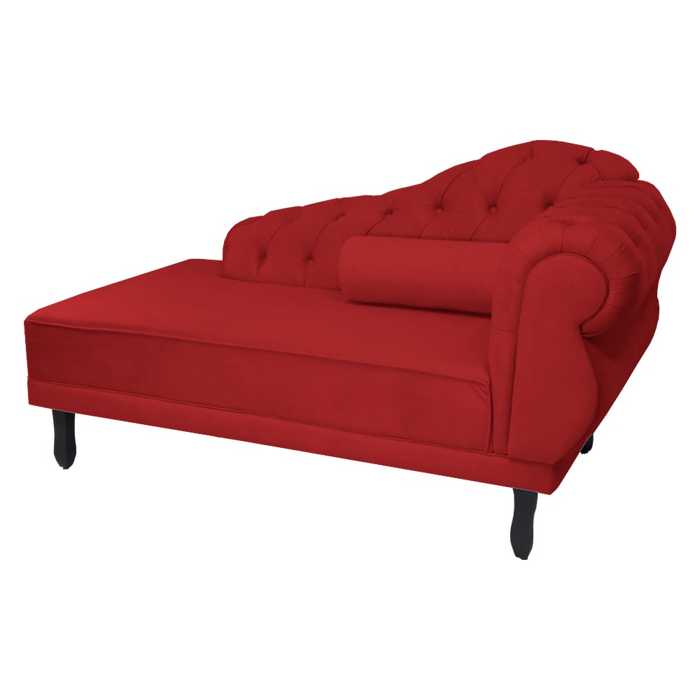 Recamier Namoradeira Divã Lado Esquerdo Larissa Suede Vermelho