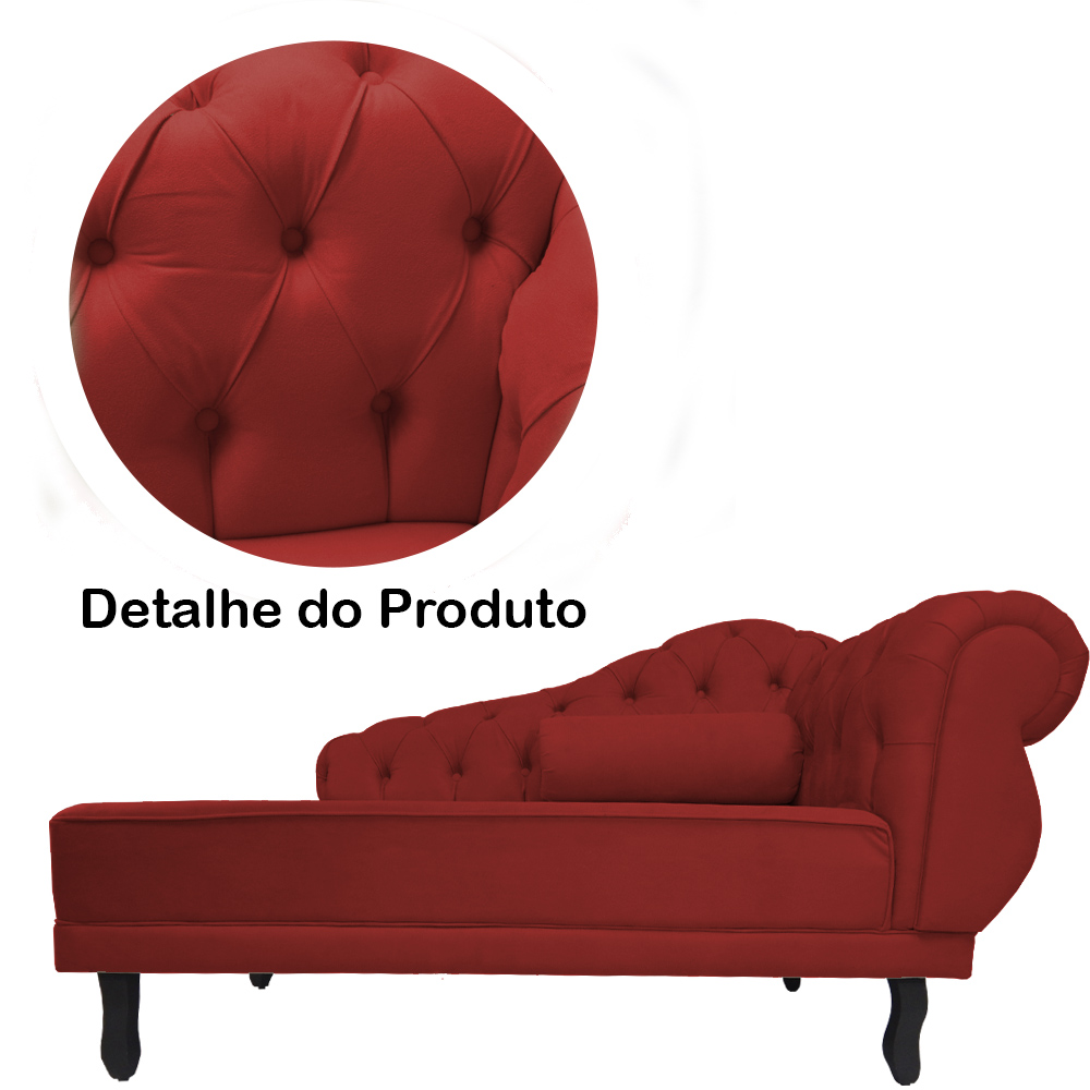 Recamier Namoradeira Divã Lado Esquerdo Larissa Suede Vermelho