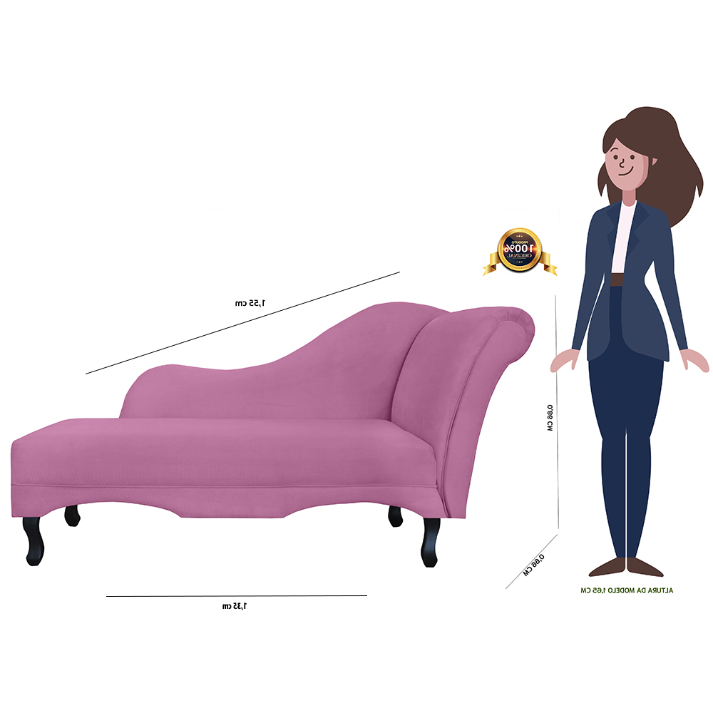 Recamier Namoradeira Divã Lado Esquerdo Olivia Suede Rosa - DS Estofados