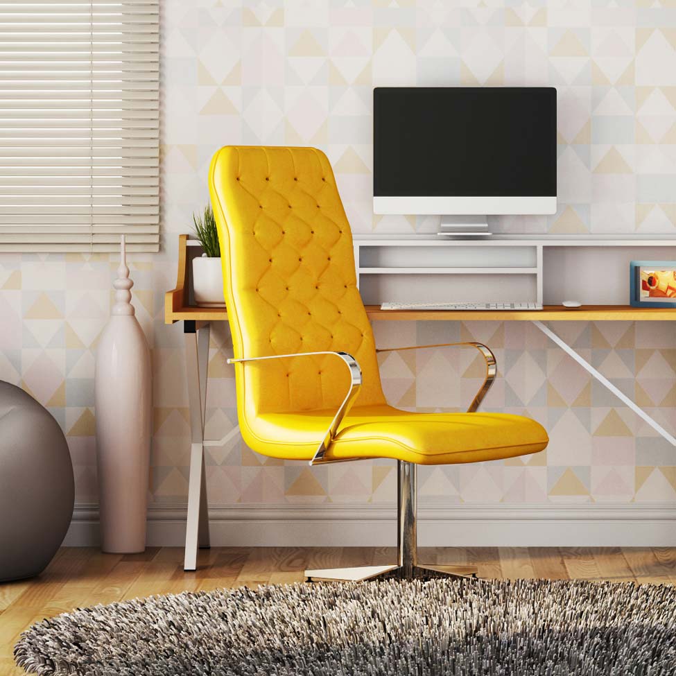Cadeira de Escritório Diretor Egg Suede Amarelo