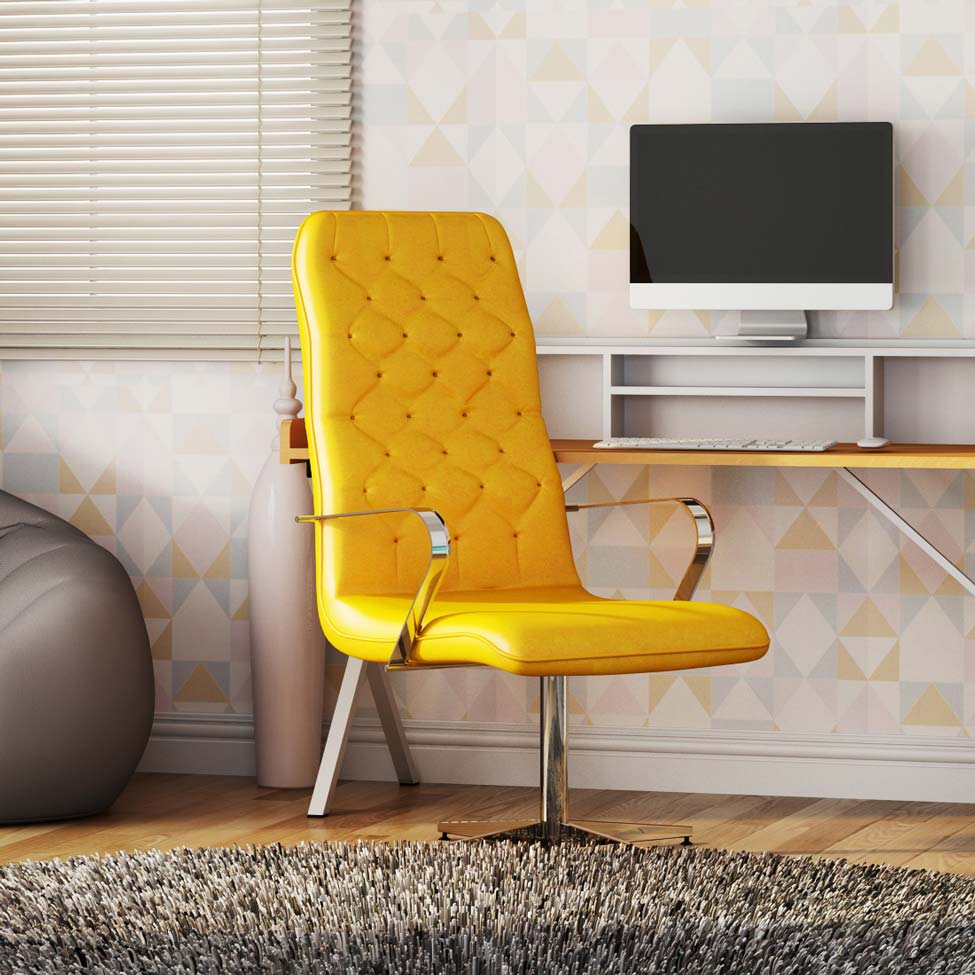 Cadeira de Escritório Diretor Egg Suede Amarelo