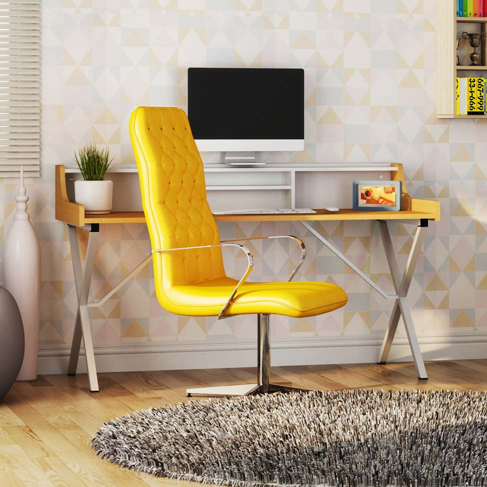 Cadeira de Escritório Diretor Egg Suede Amarelo