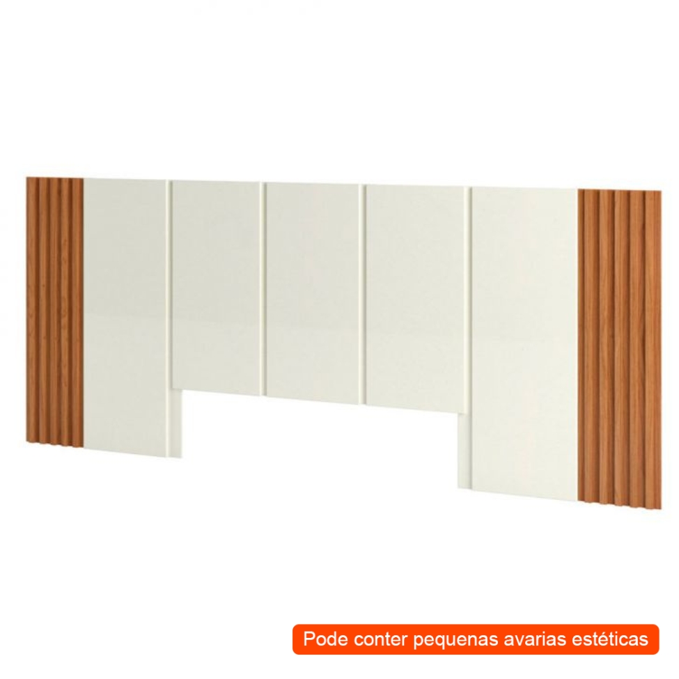 [OUTLET] Cabeceira Casal Fortaleza Off White e Freijó 270 cm