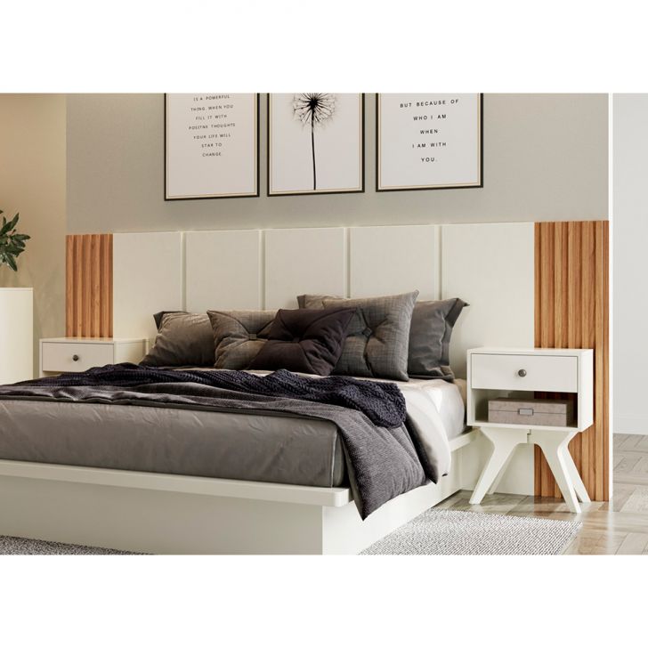 [OUTLET] Cabeceira Casal Fortaleza Off White e Freijó 270 cm