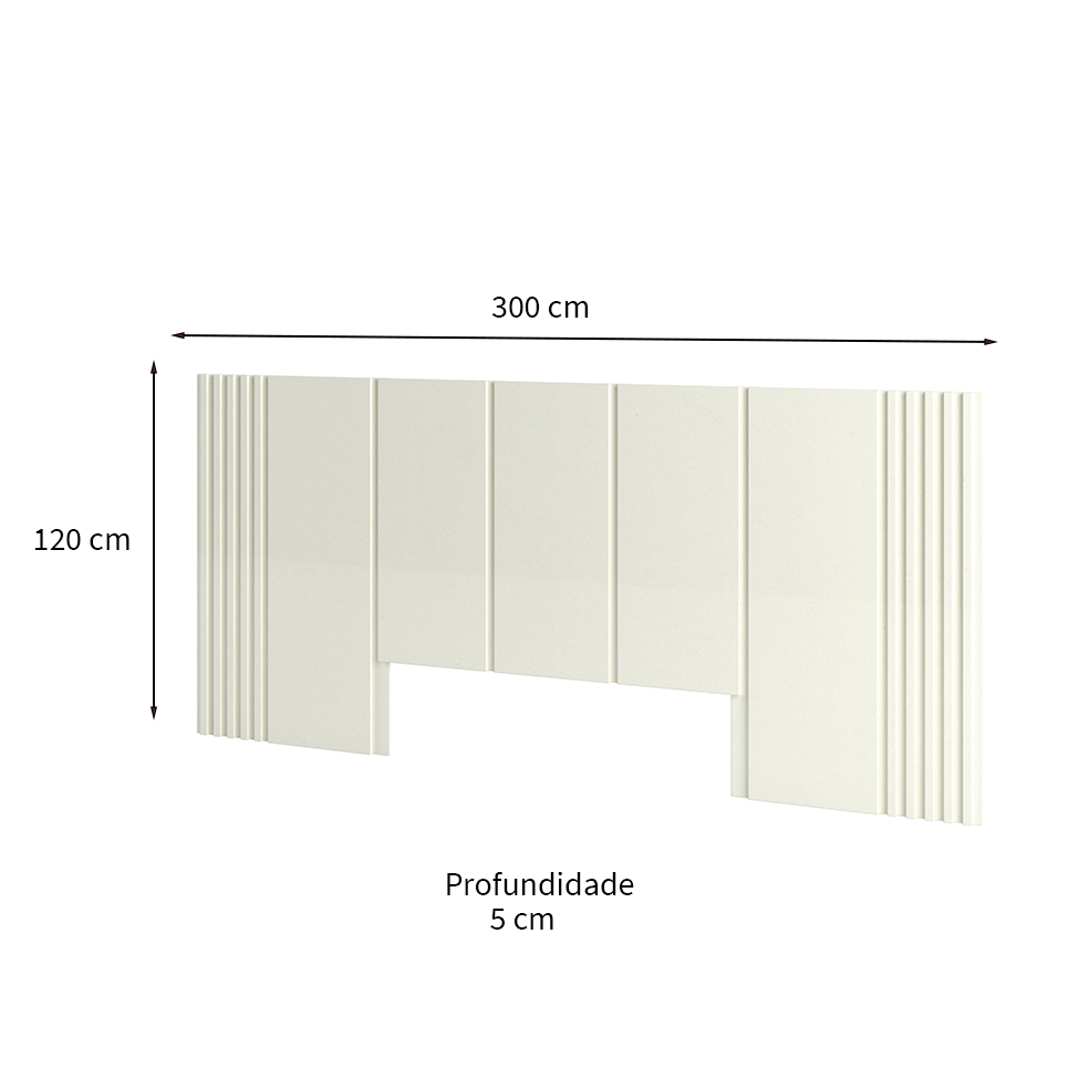 Cabeceira Casal Fortaleza Off White 300 cm