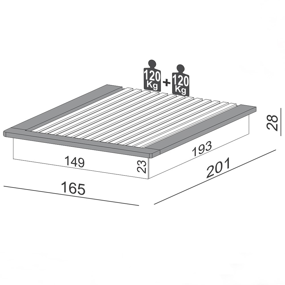 Cama de Madeira para Colchão Casal ou Queen Flutuante 100% MDF TW22 Off White - Dalla Costa