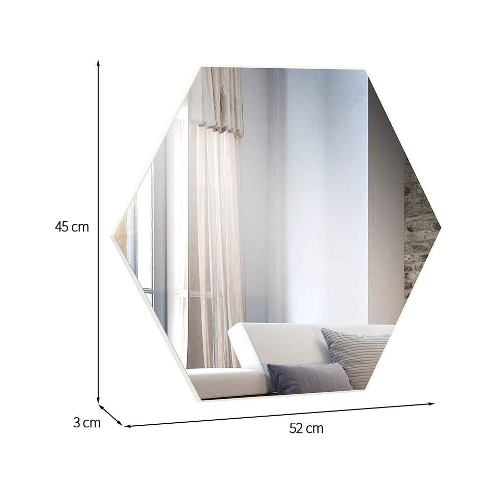 Espelho Hexagonal Dama Off White 52x45 cm
