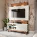 Estante para Home Theater e TV 55 Polegadas com Led San Polo Off White e Madeira