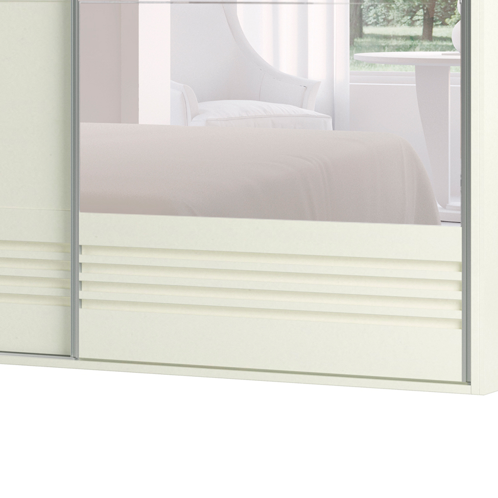 Guarda-Roupa Casal com Espelho Caribe 2 Portas 4 Gavetas Off White 267 cm