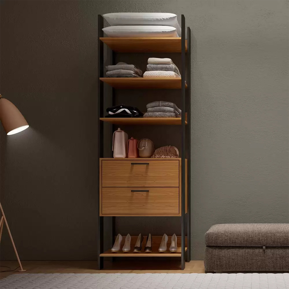 Guarda-Roupa Closet Modulado Lille I 2 Gavetas Freijó e Preto