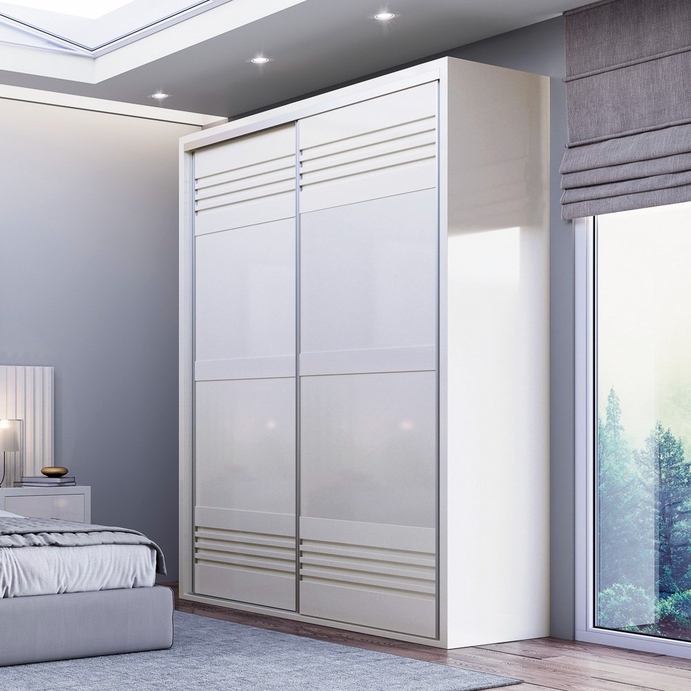 Guarda Roupa Solteiro 179cm 2 Portas de Correr 100% MDF TW601 Off White - Dalla Costa