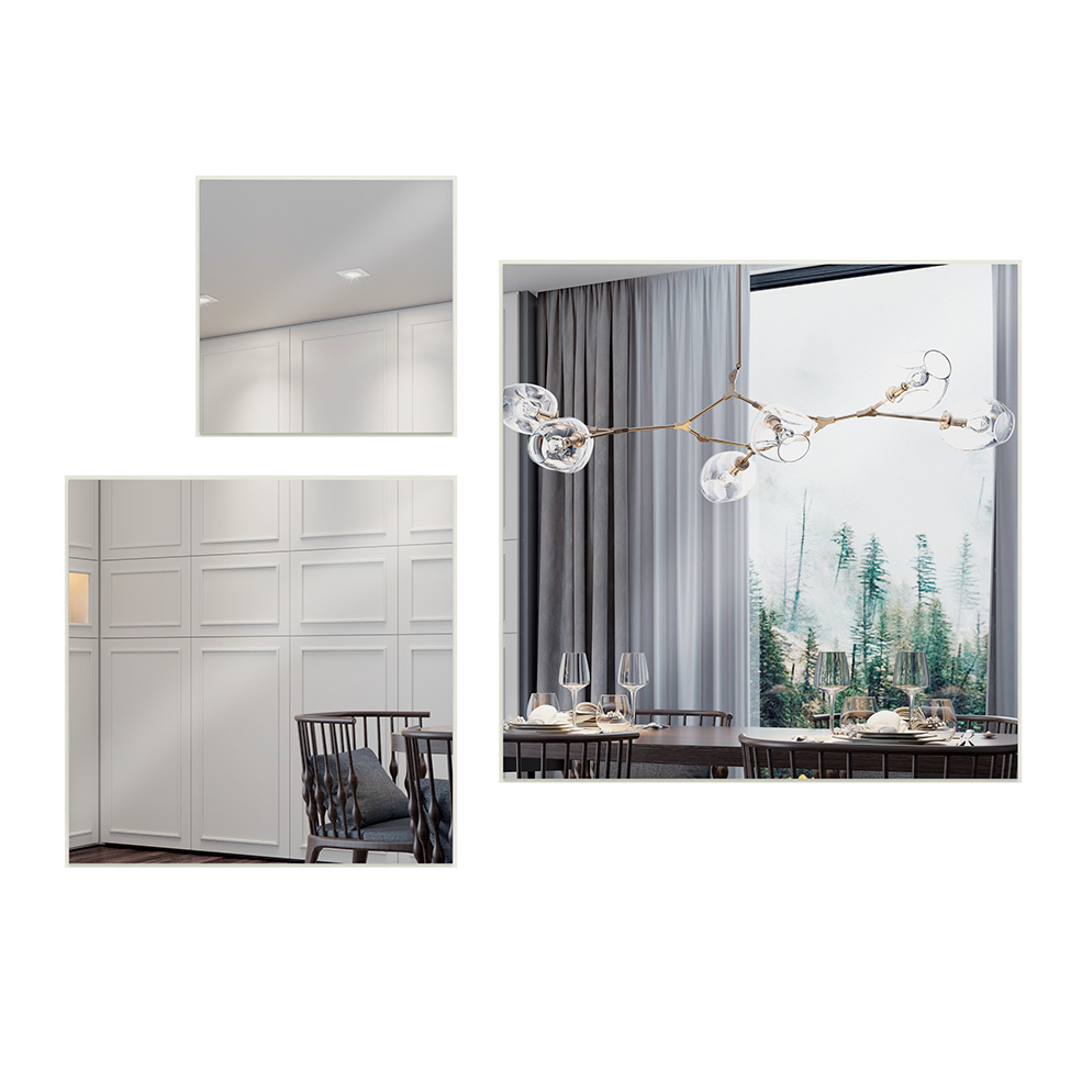 Kit com 3 Espelhos Quadrados Dama Off White