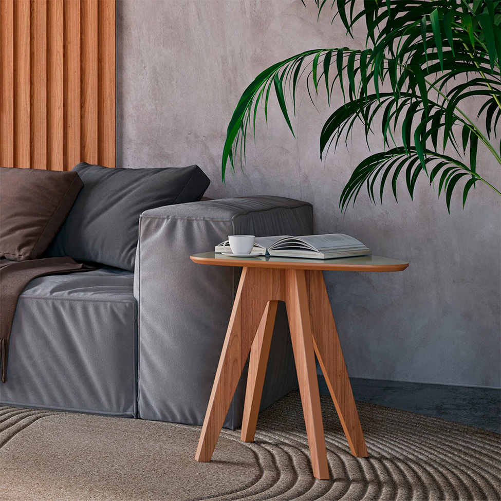 Mesa Lateral Orgânica Mille Freijó e Off White