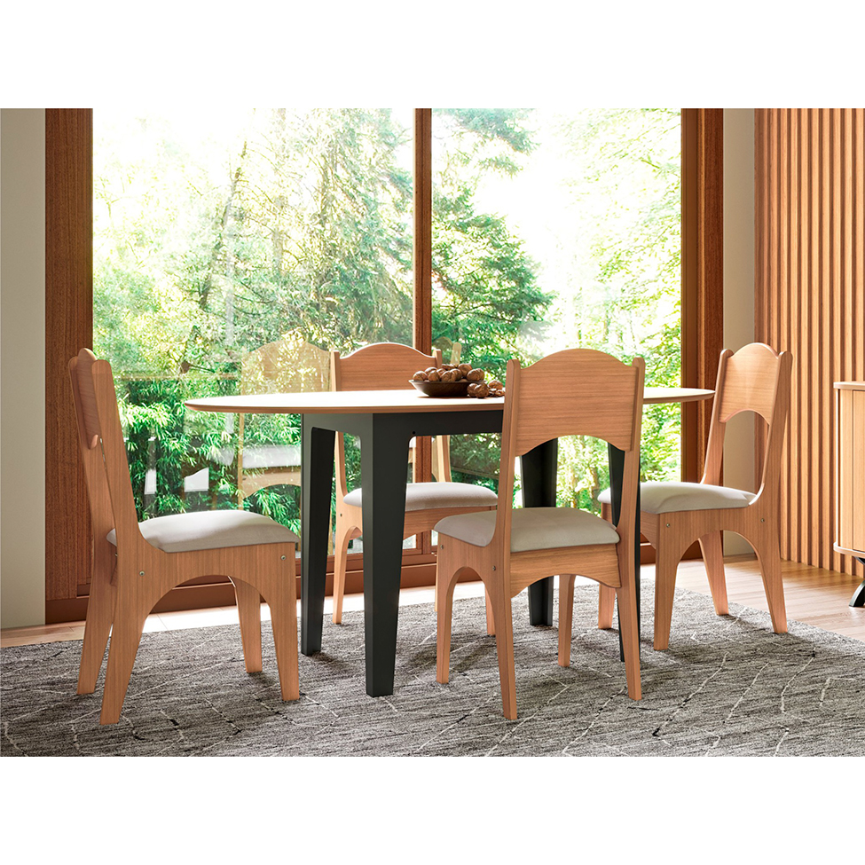 Mesa de Jantar Extensível Oval Helena Freijó e Preta