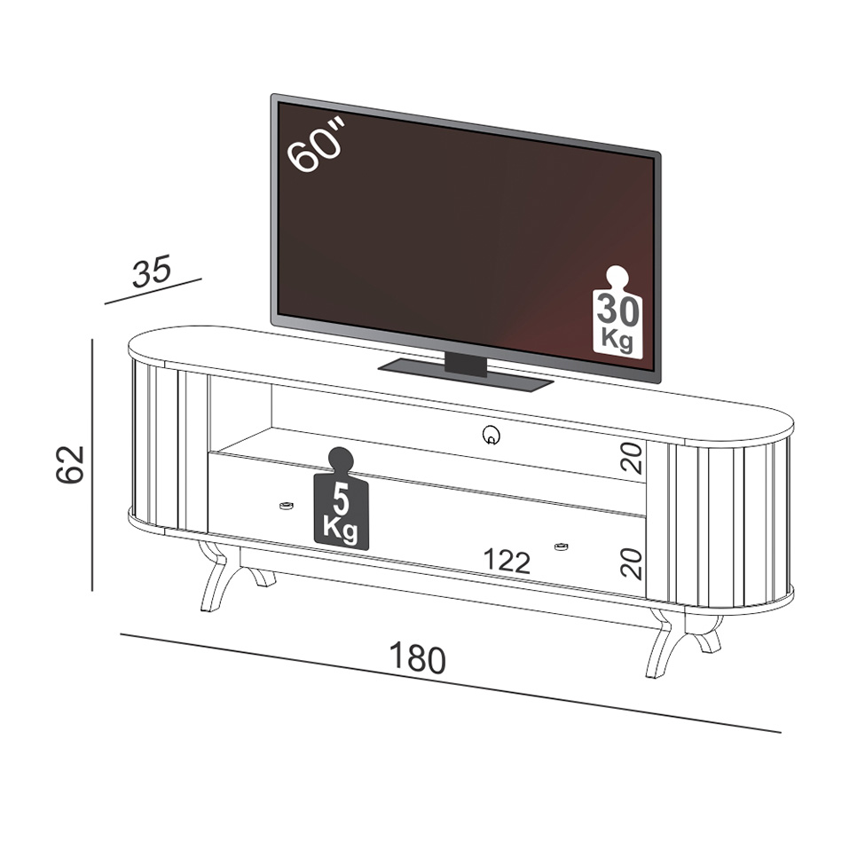 Rack Desiré 1 GV Freijó e Preto 180 cm