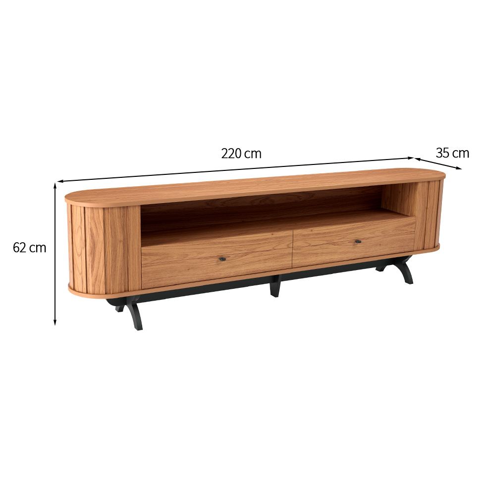 Rack Desiré 2 GV Freijó e Preto 220 cm