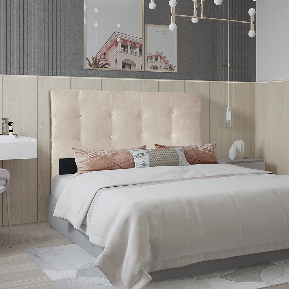 Cabeceira Casal 1,40m Berlim Suede Bege Dal Poz Estofados