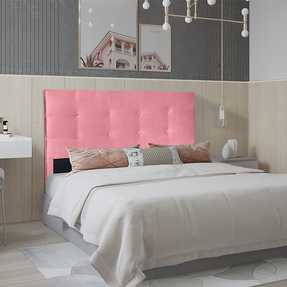 Cabeceira Casal 1,40m Berlim Suede Rosa Dal Poz Estofados