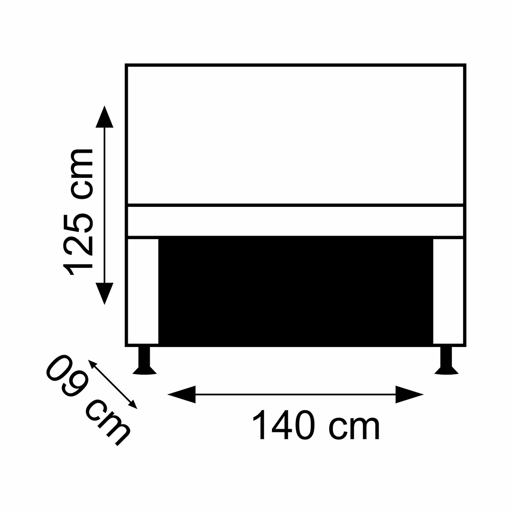 Cabeceira Casal 1,40m Havana Suede Preto Dal Poz Estofados