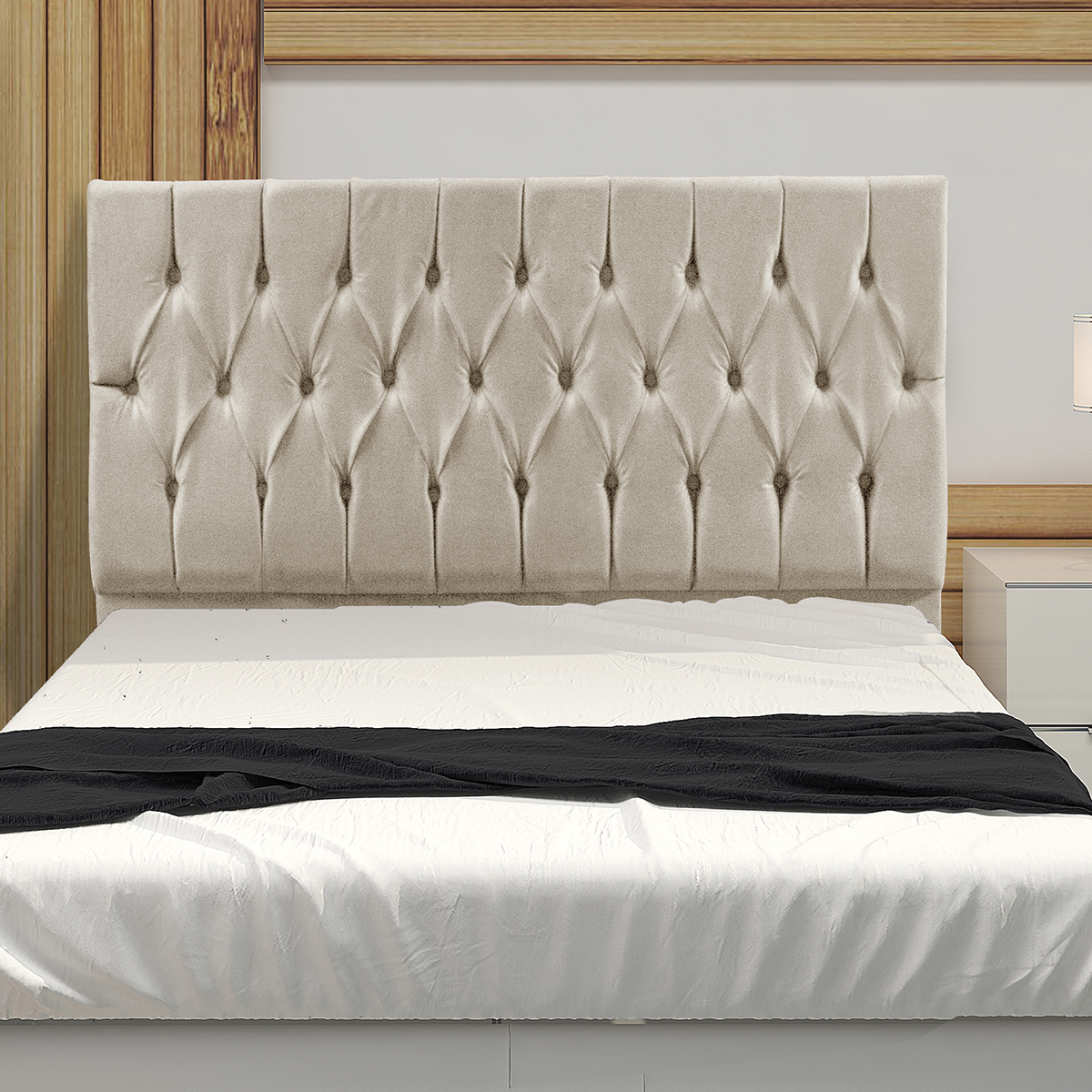 Cabeceira Casal 1,40m Madrid Suede Bege Dal Poz Estofados
