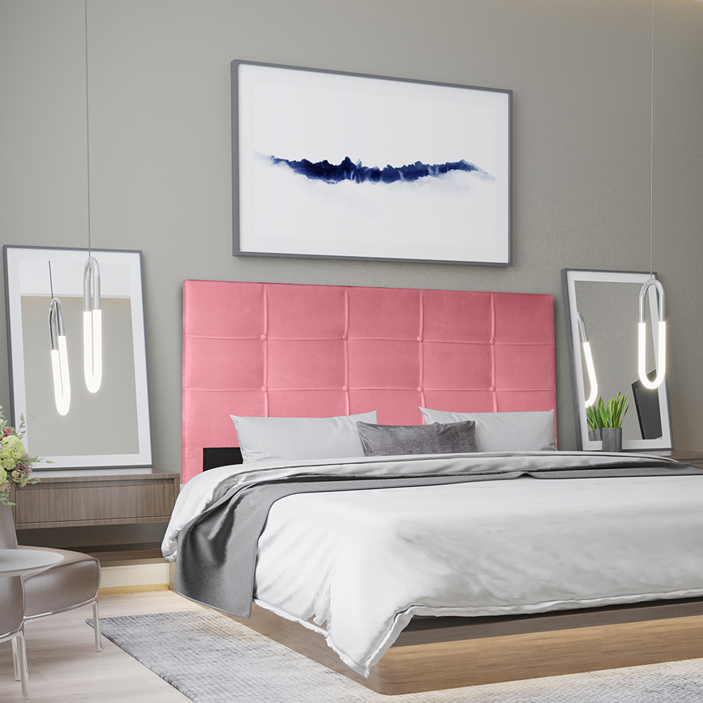Cabeceira Casal 1,40m Roma Suede Rosa Dal Poz Estofados
