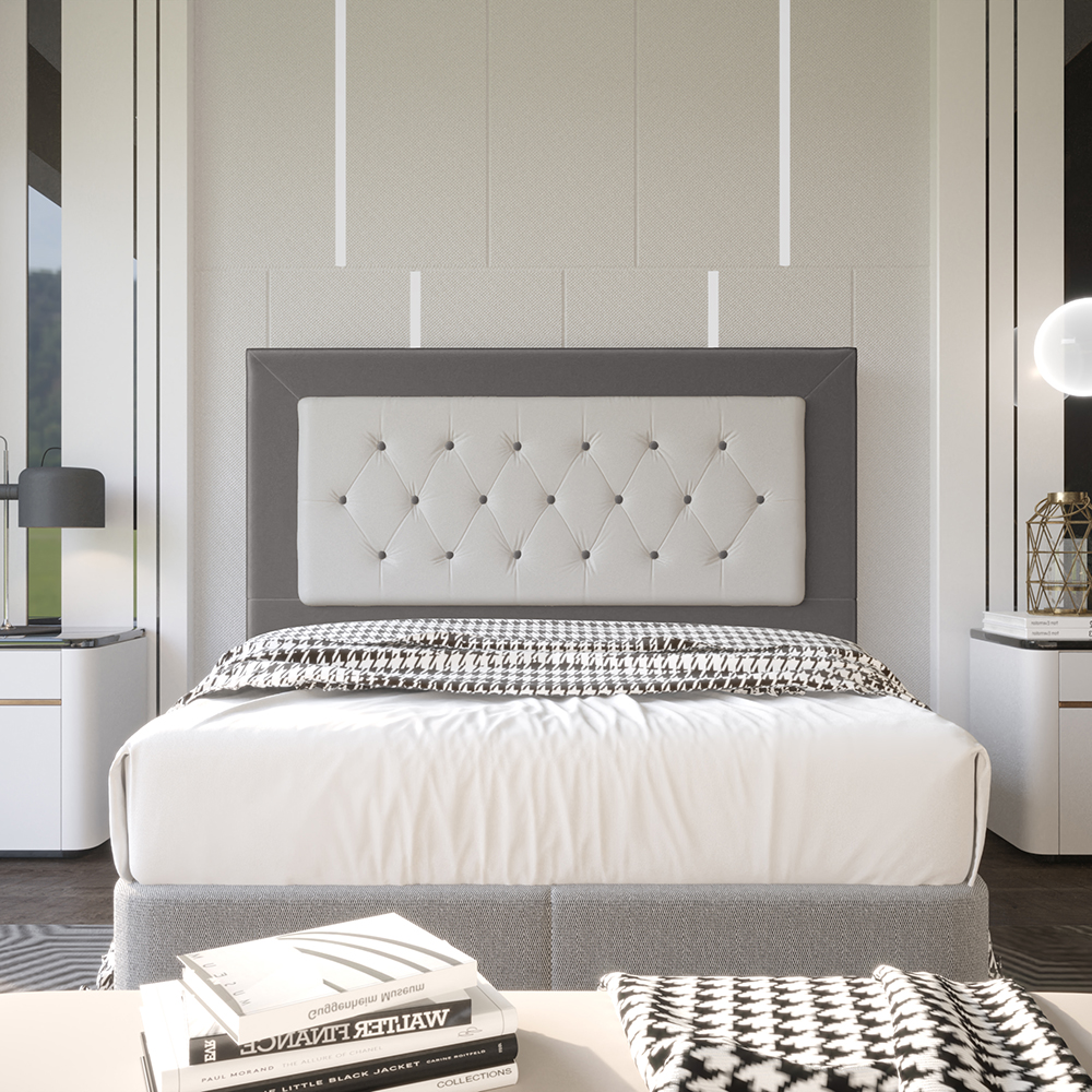 Cabeceira Casal 1,60m Havana Suede Cinza Dal Poz Estofados