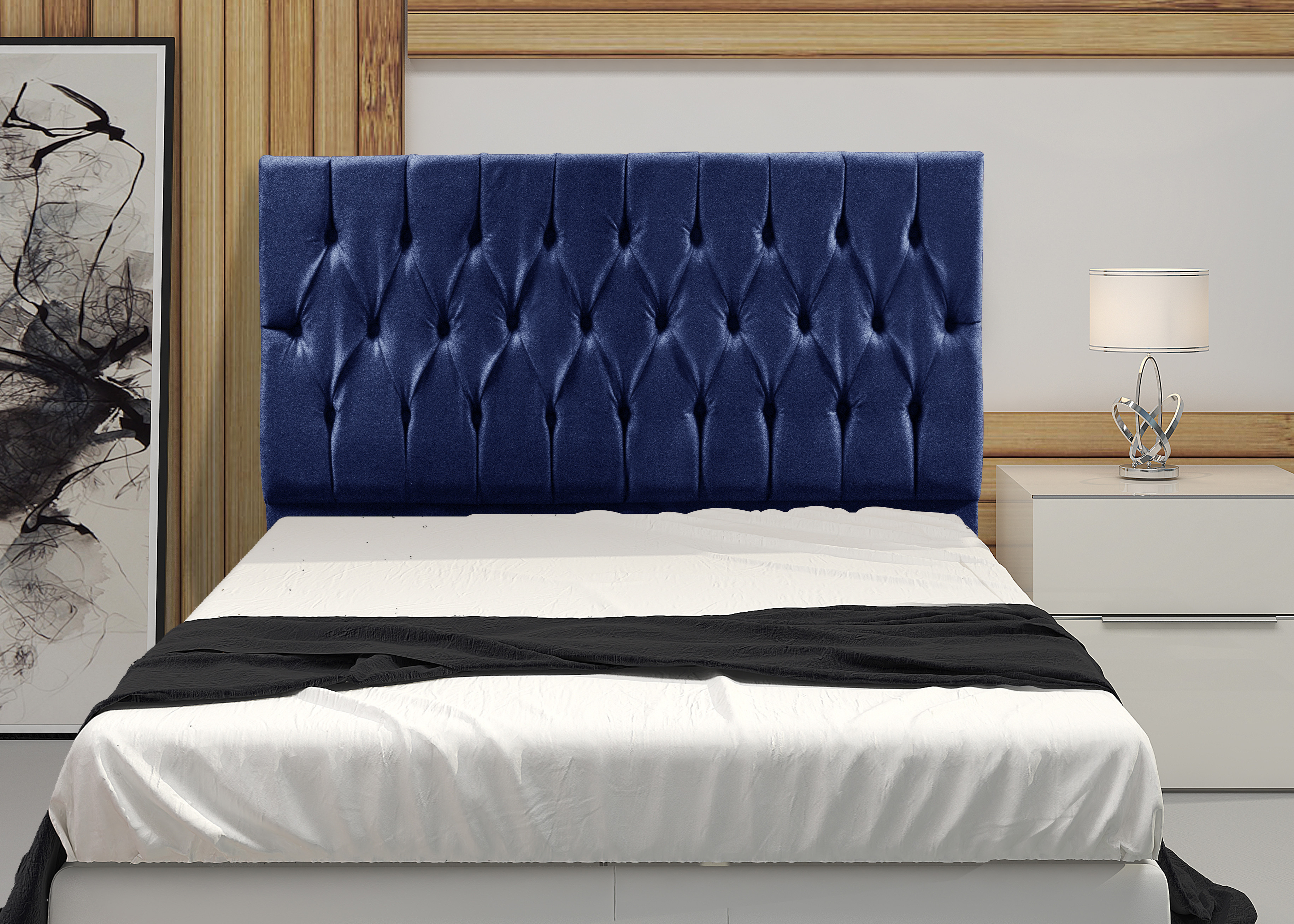 Cabeceira Casal 1,95m Madrid Suede Azul Marinho Dal Poz Estofados