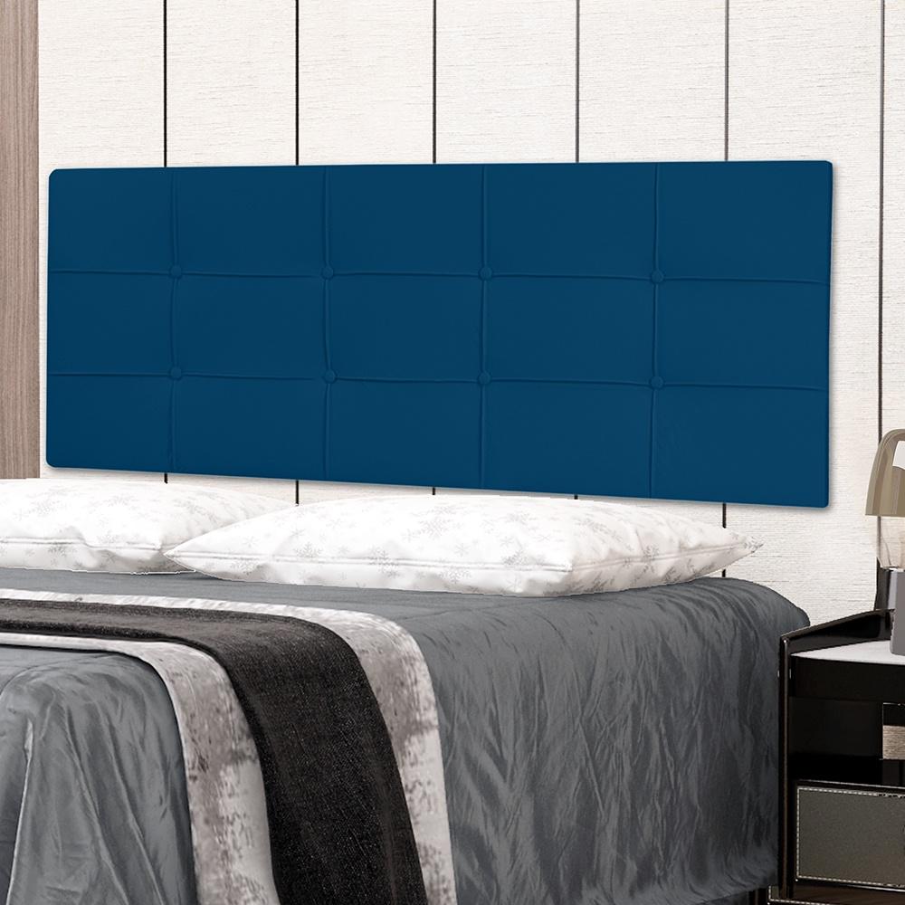 Cabeceira Painel Solteiro 0,90m Roma Suede Azul Marinho Dal Poz Estofados