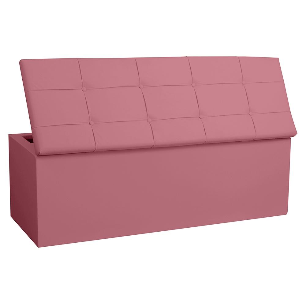 Calçadeira Baú Casal 1,40m Roma Suede Rosa Dal Poz Estofados