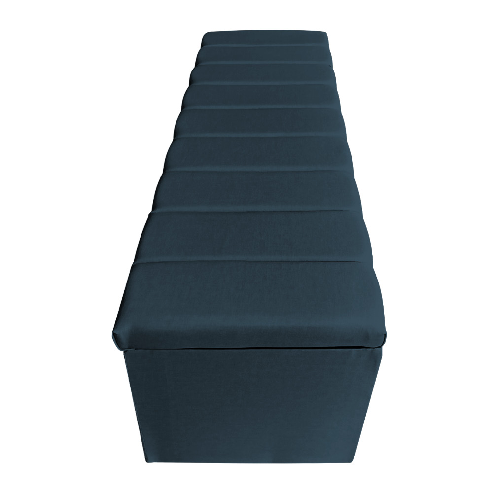 Calçadeira Baú Casal King 1,95m Londres Suede Azul Marinho Dal Poz Estofados