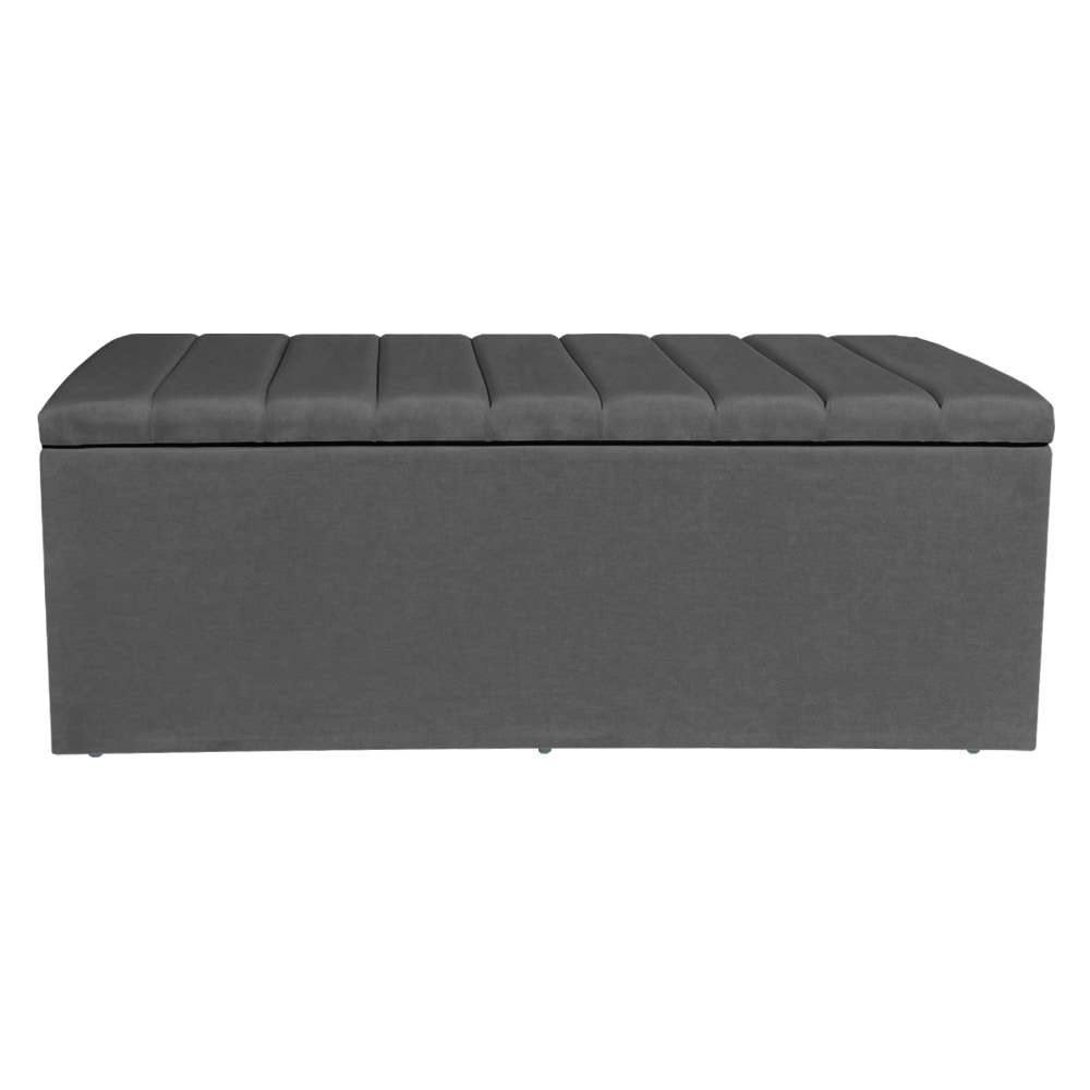 Calçadeira Baú Casal King 1,95m Londres Suede Cinza Dal Poz Estofados