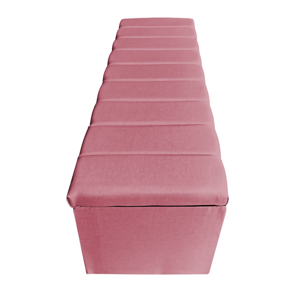 Calçadeira Baú Casal King 1,95m Londres Suede Rosa Dal Poz Estofados