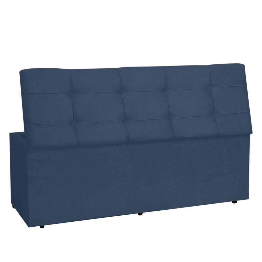 Calçadeira Baú Casal King 1,95m Roma Suede Azul Marinho Dal Poz Estofados