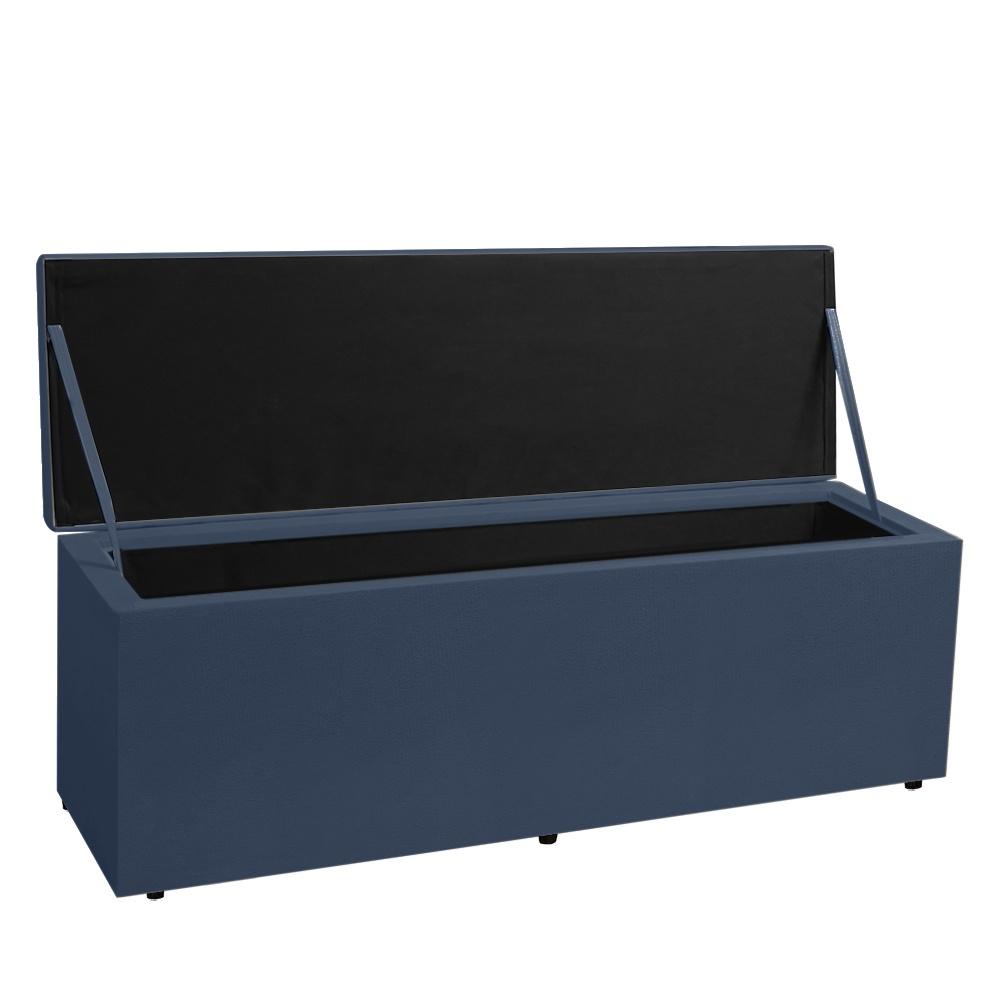 Calçadeira Baú Casal King 1,95m Roma Suede Azul Marinho Dal Poz Estofados